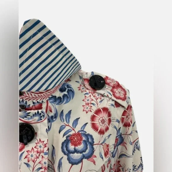 Nanette Lepore Paisley Floral Trench Coat Size Medium - Picture 8 of 12
